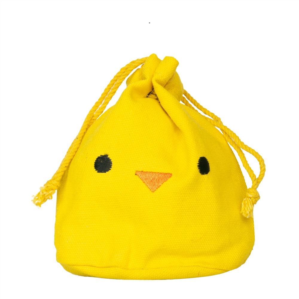 Cute Yellow Chick Drawstring Potli Bag with Pom-Pom Tassels — view 1