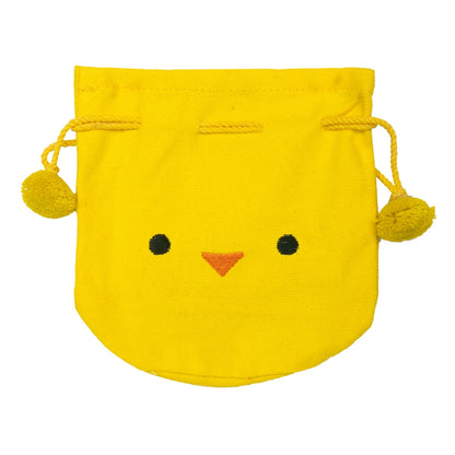 Cute Yellow Chick Drawstring Potli Bag with Pom-Pom Tassels — view 2
