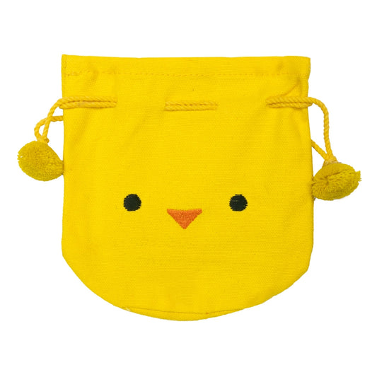 Cute Yellow Chick Drawstring Potli Bag with Pom-Pom Tassels — view 2