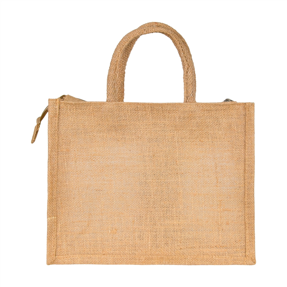 Jute Window Hamper Bag with Lace Finish (12 x 10 x 5 Inch) — view 2
