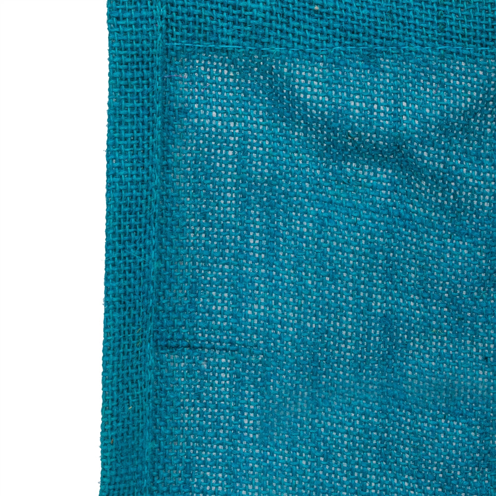 Teal Jute Window Gift Bag with Wooden Ring Handle — view 5