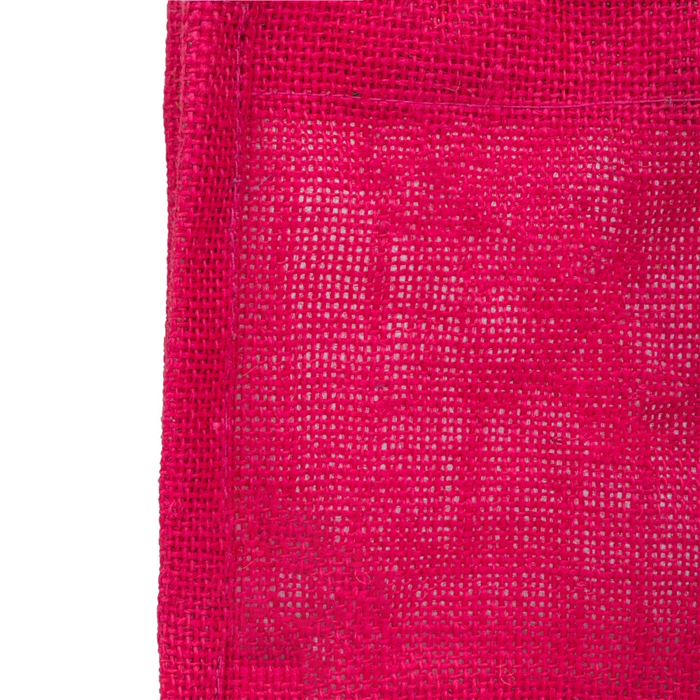 Hot Pink Jute Window Gift Bag with Wooden Ring Handle — view 5
