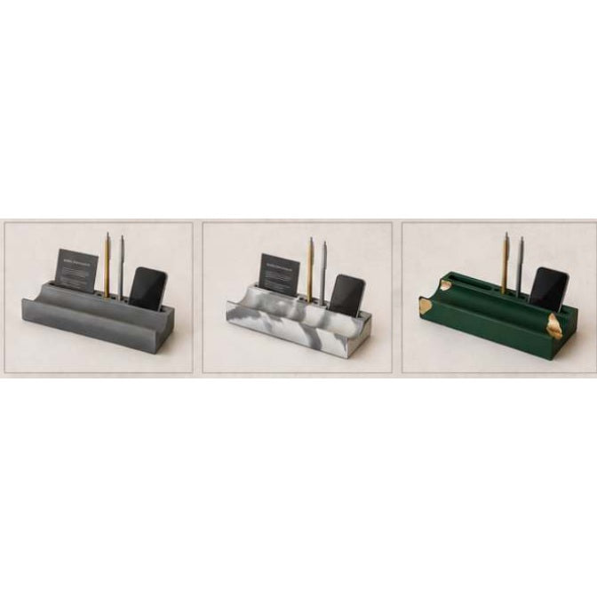 Arc Concrete Desk Organizer — details and available finishes
