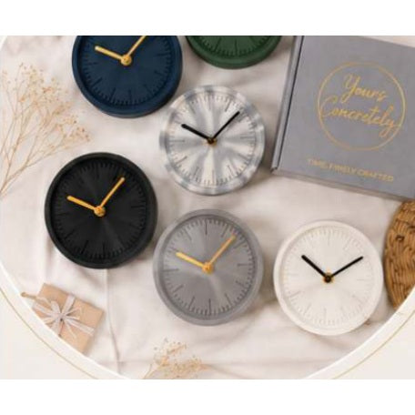 Eclectic Concrete Desk Clock — details and available finishes