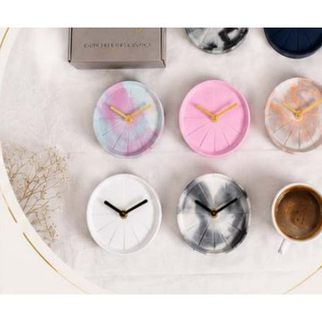 Elevate Concrete Desk Clock — details and available finishes