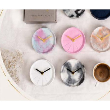 Elevate Concrete Desk Clock — details and available finishes