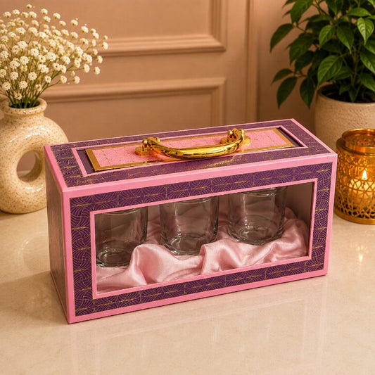 Premium Royal Purple & Blush Pink Scodix Printed Dry Fruit Gift Box with 3 Jars