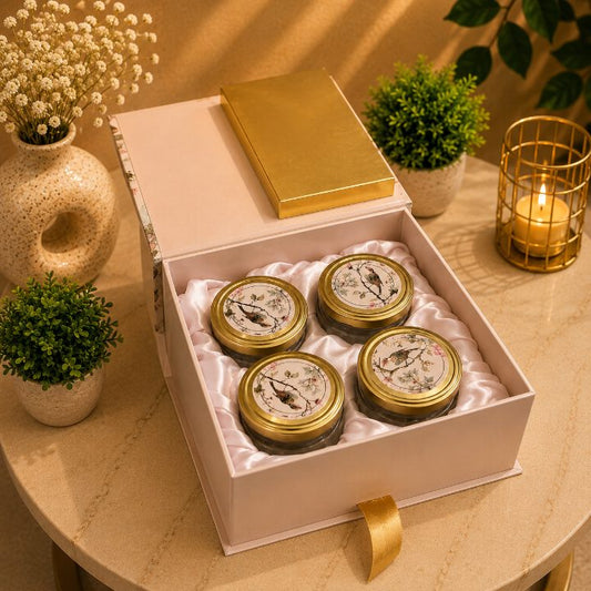 Premium Blush Pink & Champagne Gold Scodix Printed Dry Fruit Gift Box with 4 Jars second view