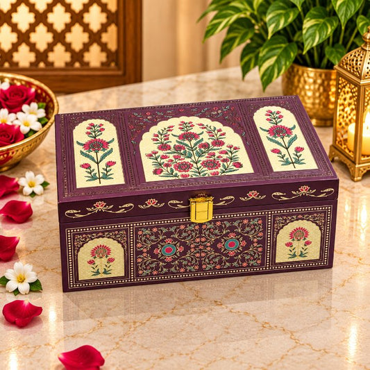Premium Festive Multicolour Mandala Scodix Printed Dry Fruit Gift Box with 2 Jars second view
