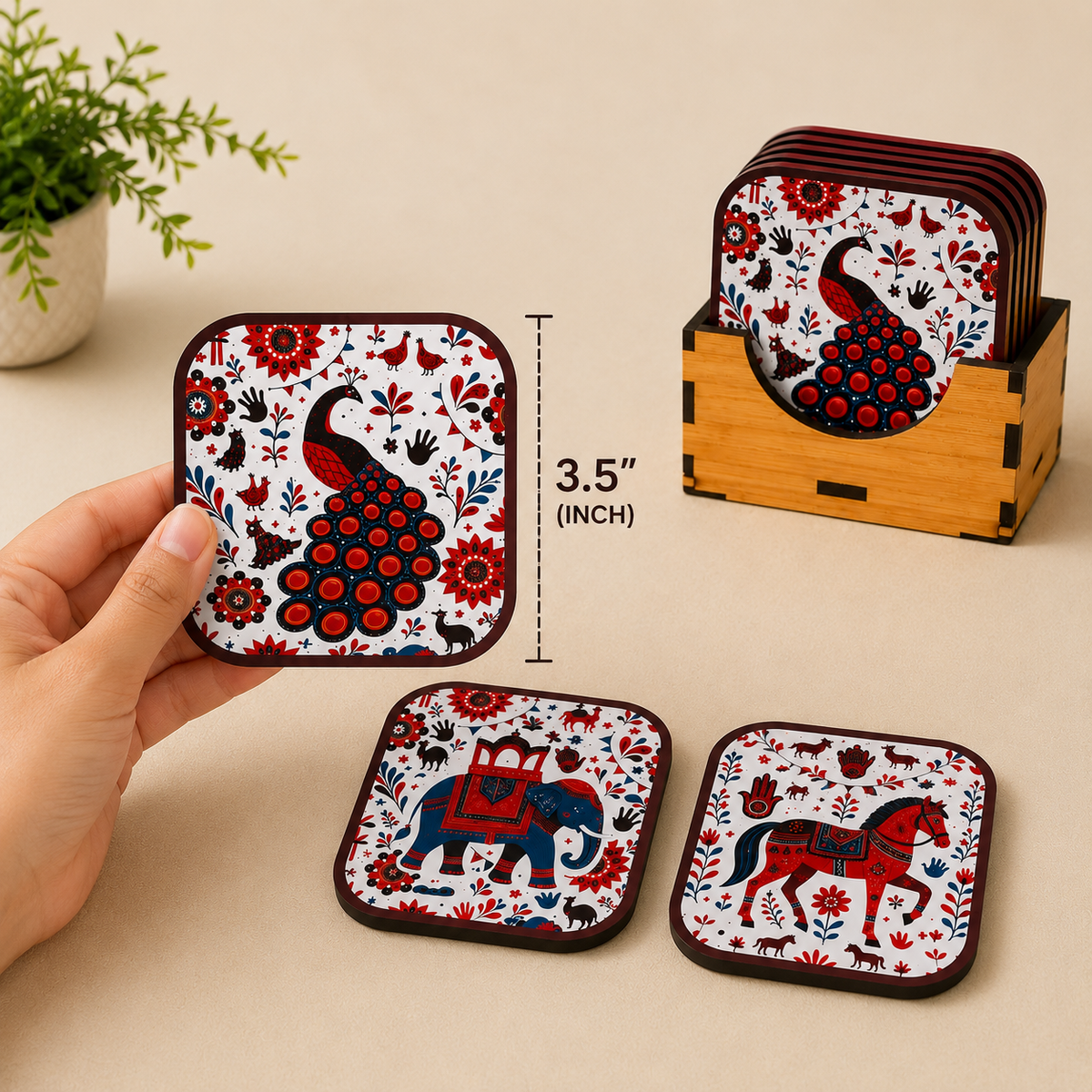 Wooden Tea Coaster Set