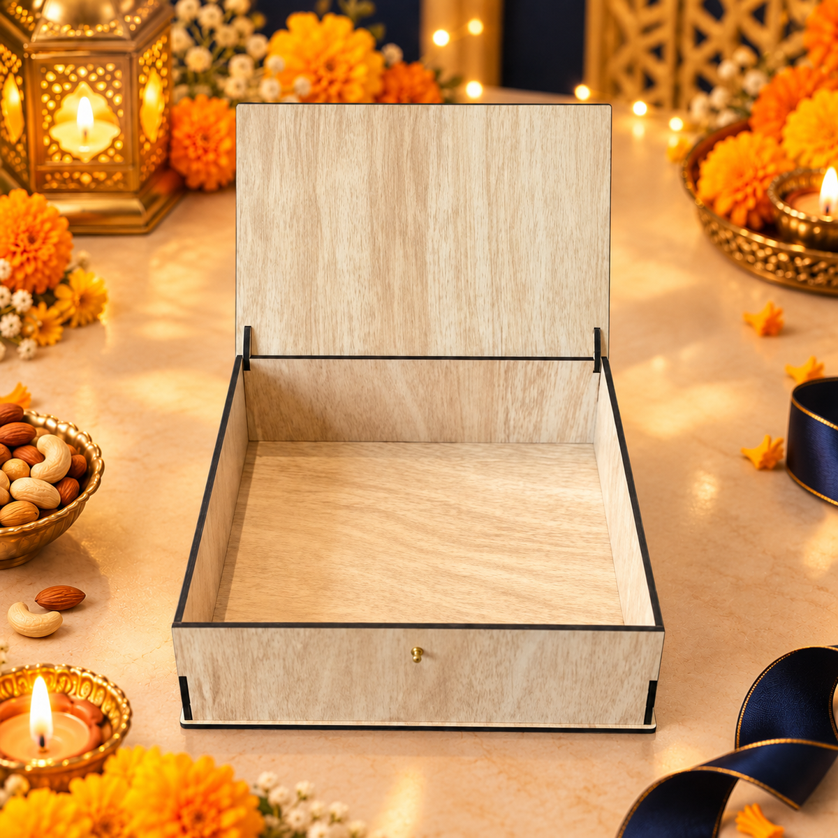Prelam MDF Box – 10x10x3 Inch – secondary view in Diwali setting
