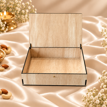 Prelam MDF Box – 12x8x3 Inch – secondary view on cream satin background