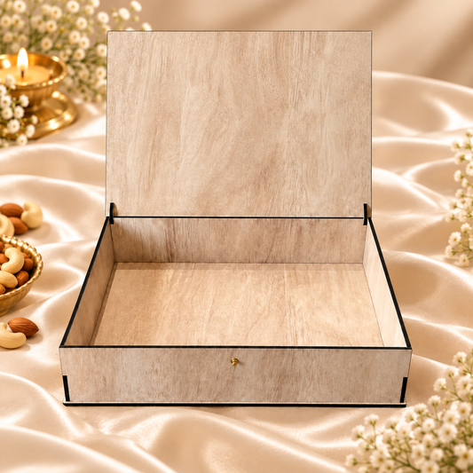 Prelam MDF Box – 14x11x3 Inch – secondary view on cream satin background