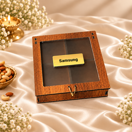 Prelam MDF Dryfruit Box – 4 Slab (60gm) – primary view on cream satin background