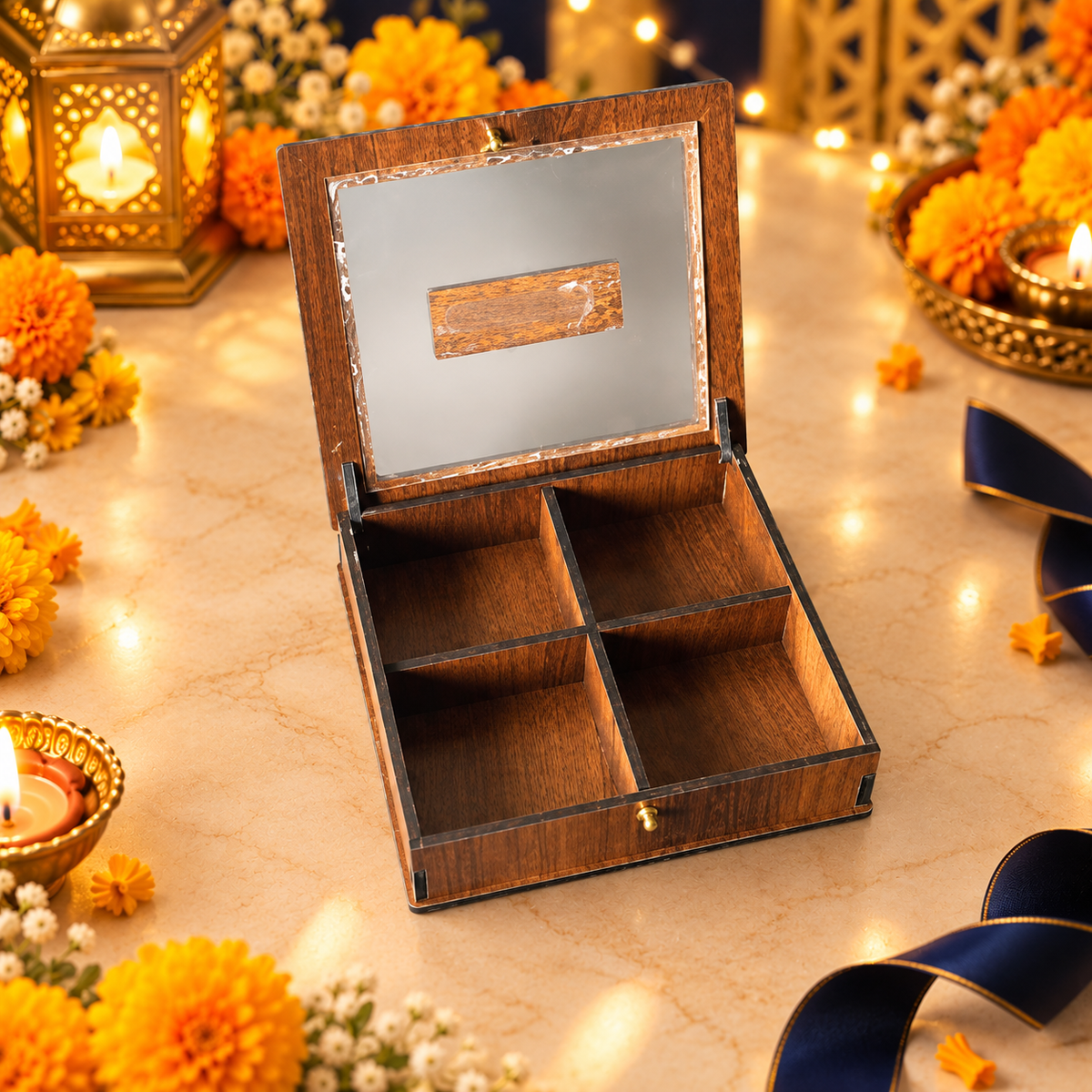 Prelam MDF Dryfruit Box – 4 Slab (60gm) – secondary view in Diwali setting