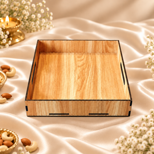Prelam MDF Tray – 10x10x2 Inch – secondary view on cream satin background