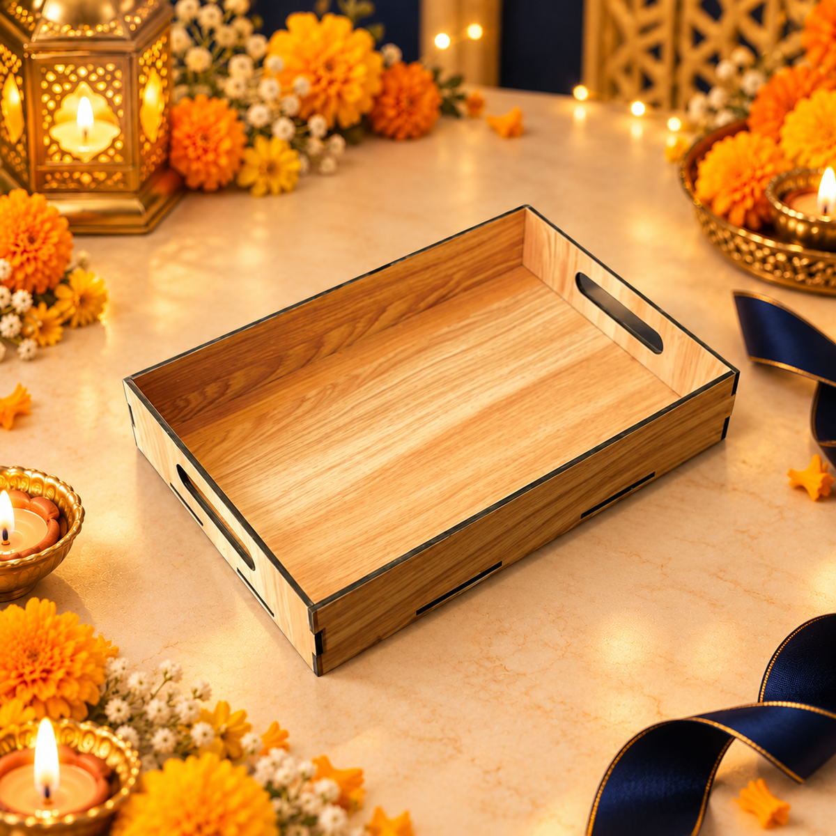 Prelam MDF Tray – 12x8x2 Inch – primary view in Diwali setting