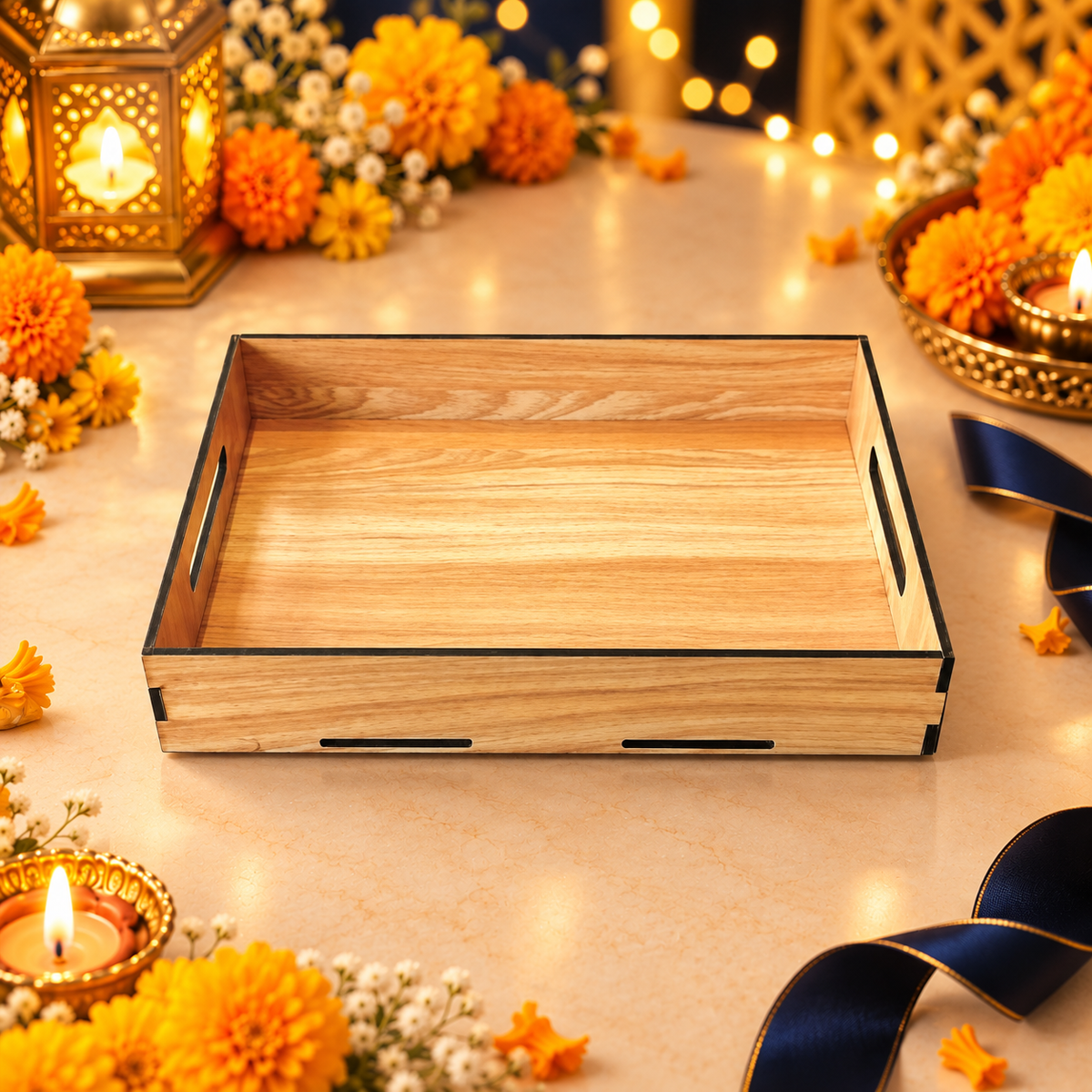 Prelam MDF Tray – 12x8x2 Inch – secondary view in Diwali setting