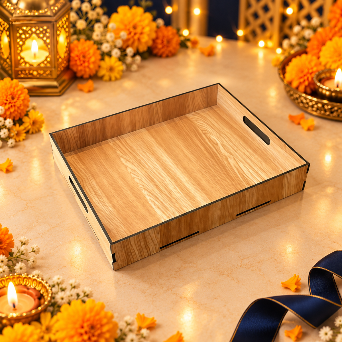 Prelam MDF Tray – 14x11x2 Inch – primary view in Diwali setting