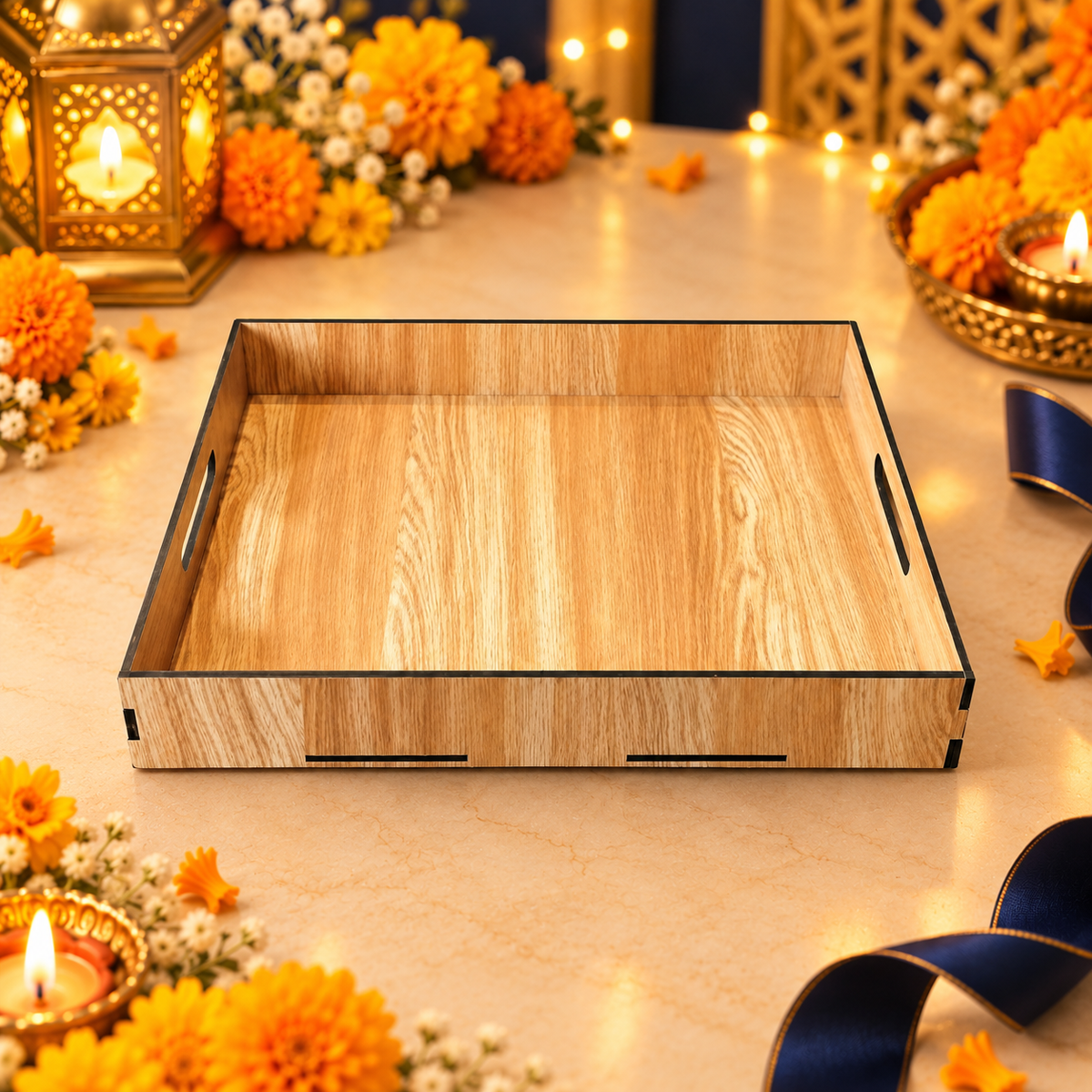 Prelam MDF Tray – 14x11x2 Inch – secondary view in Diwali setting
