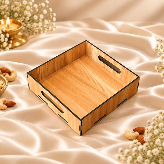 Prelam MDF Tray – 8x8x2 Inch – primary view on cream satin background